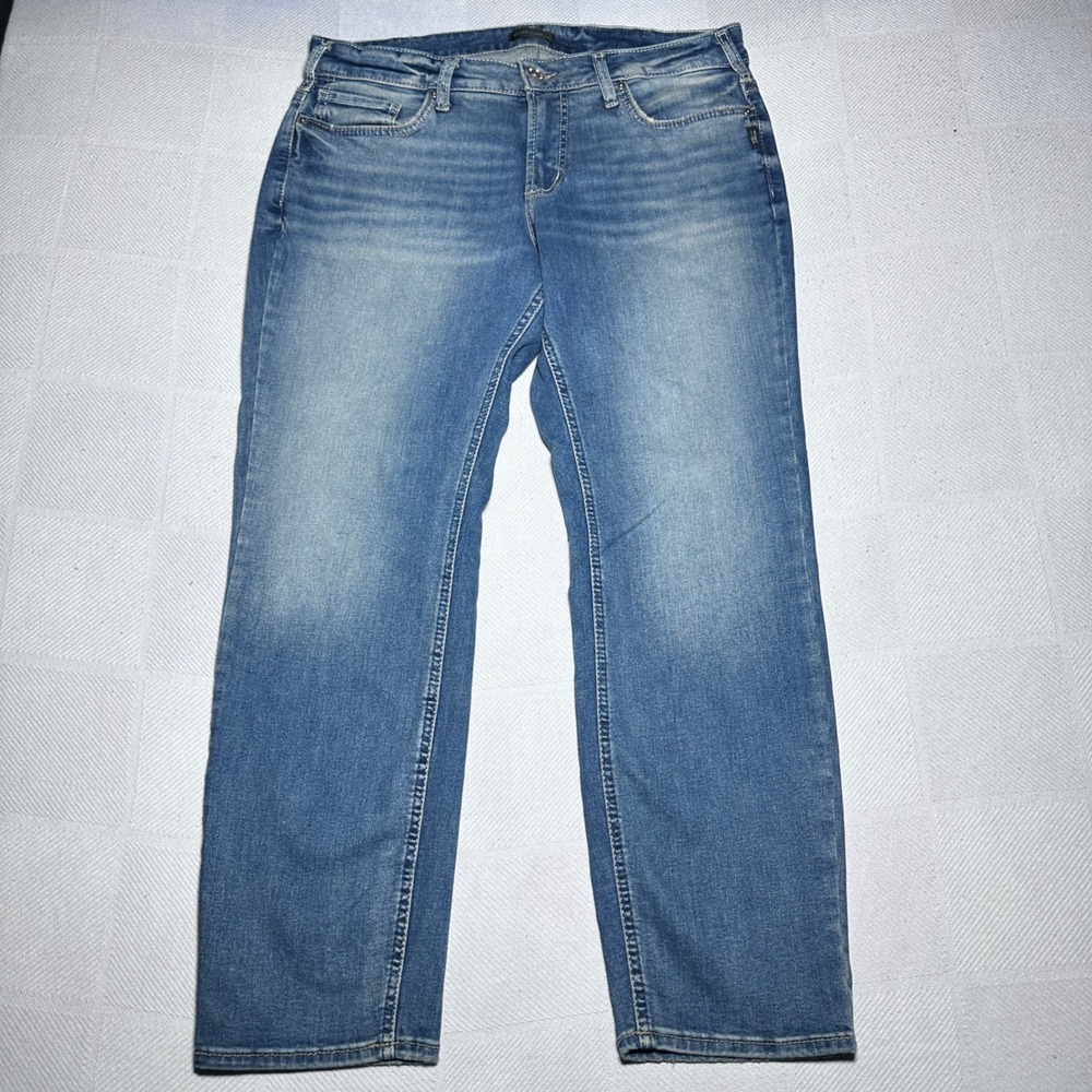 Silver Jeans Co Britt Straight Womens 16Wx29 Stretch Medium Wash Blue Denim